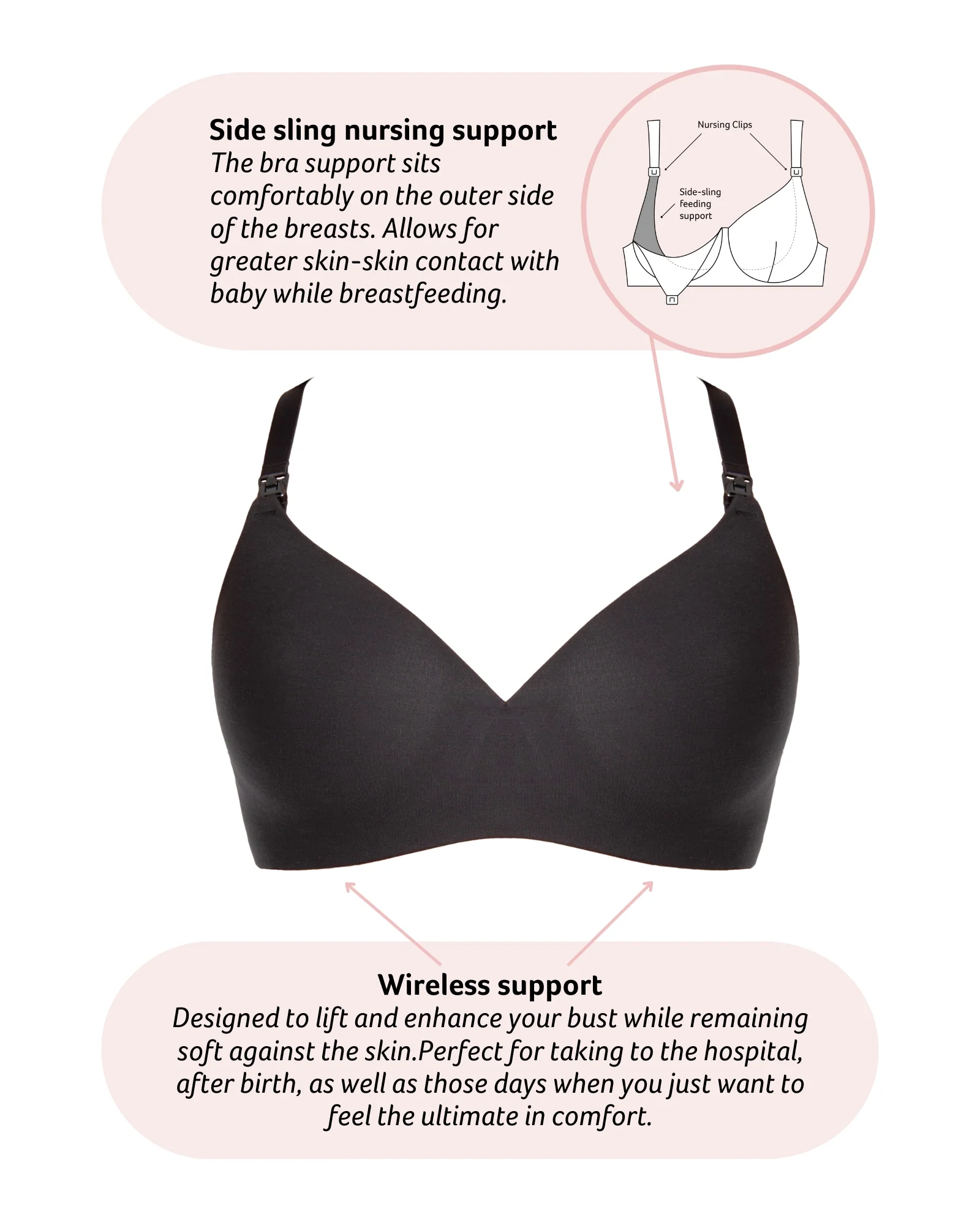 Embrace Leakproof T-Shirt Nursing Bra - Black - Image 4