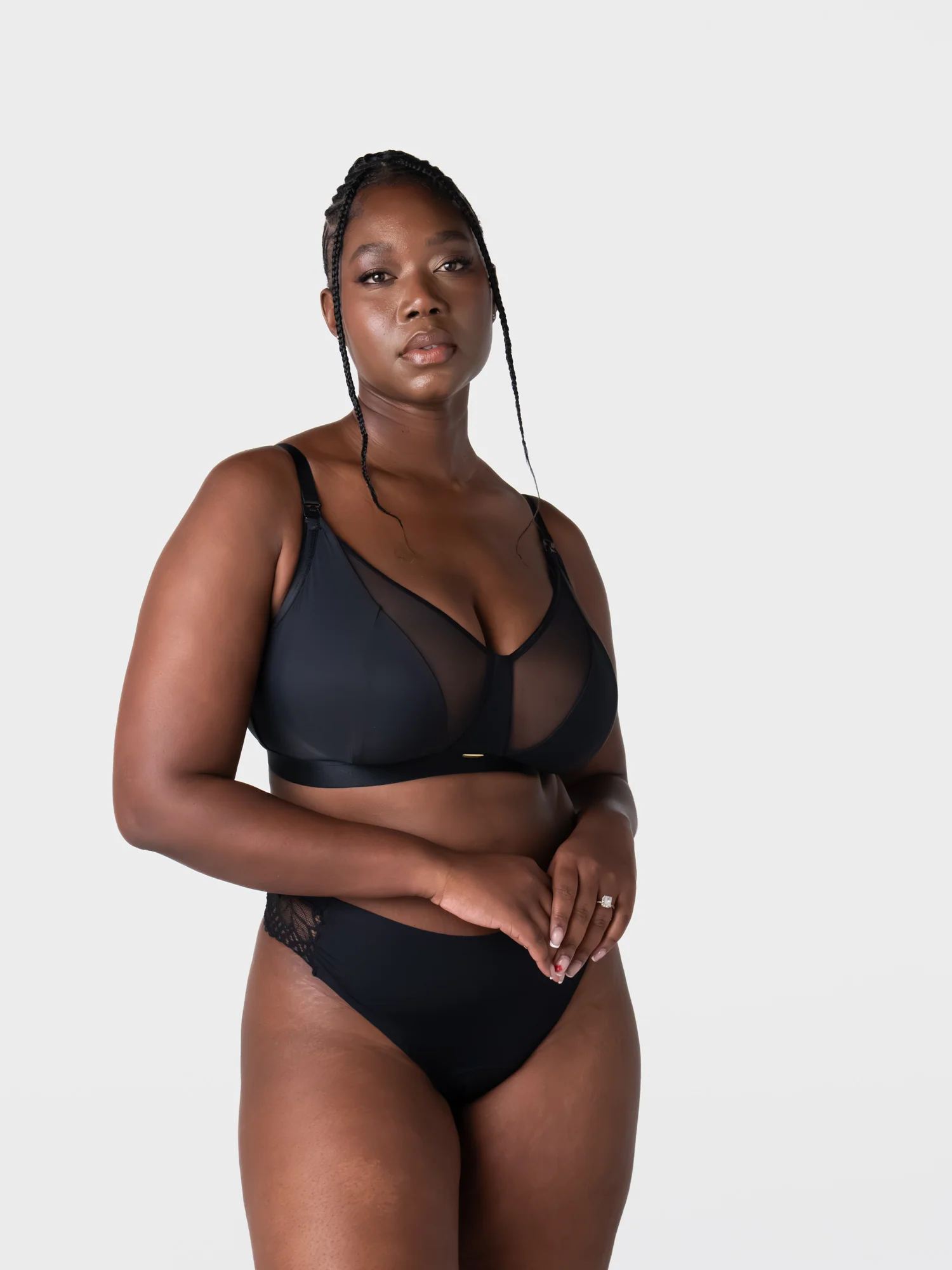Flawless Plunge Full Cup Nursing Bra - Black - Image 8