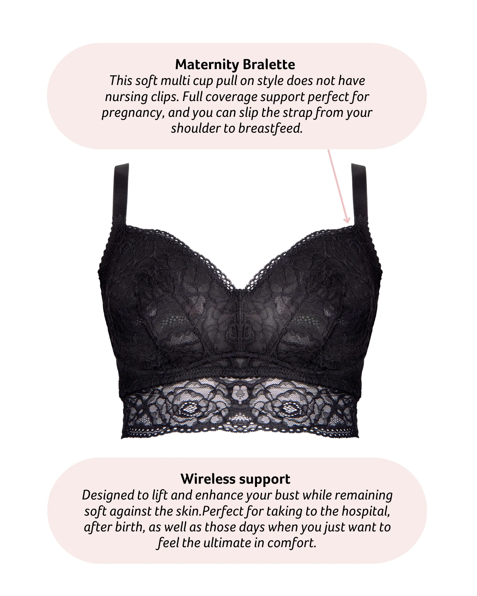 Heroine Multifit Maternity Bralette - Black - Image 4