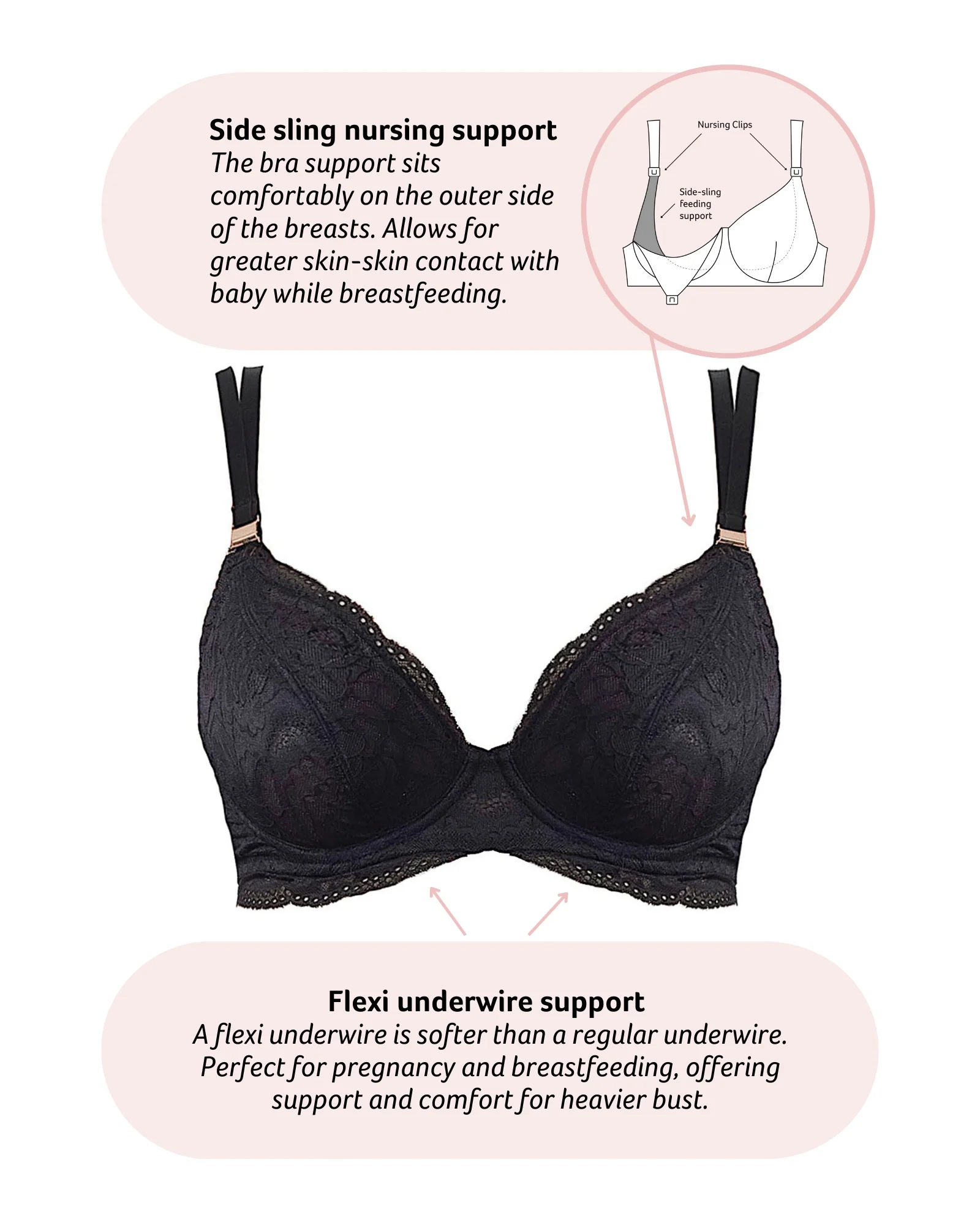 Heroine Plunge Nursing Bra - Black - Image 5