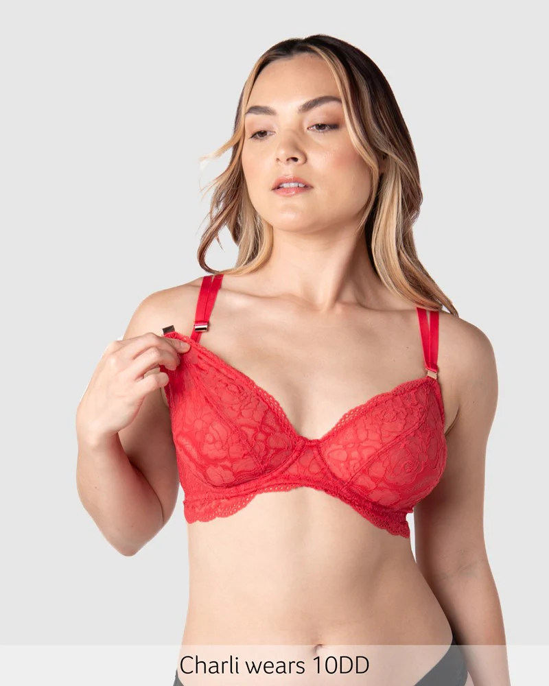 Heroine Plunge Nursing Bra - Scarlet Red - Image 3