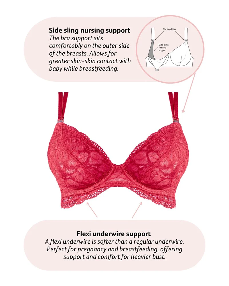 Heroine Plunge Nursing Bra - Scarlet Red - Image 4