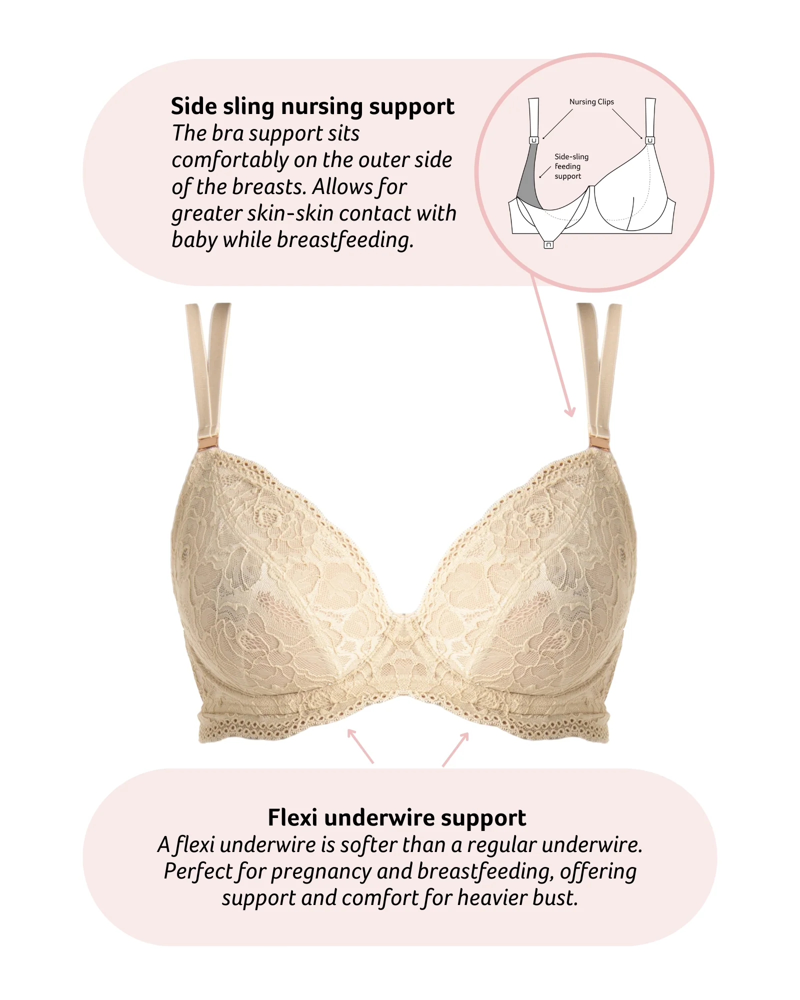 Heroine Plunge Nursing Bra - Sand - Image 4