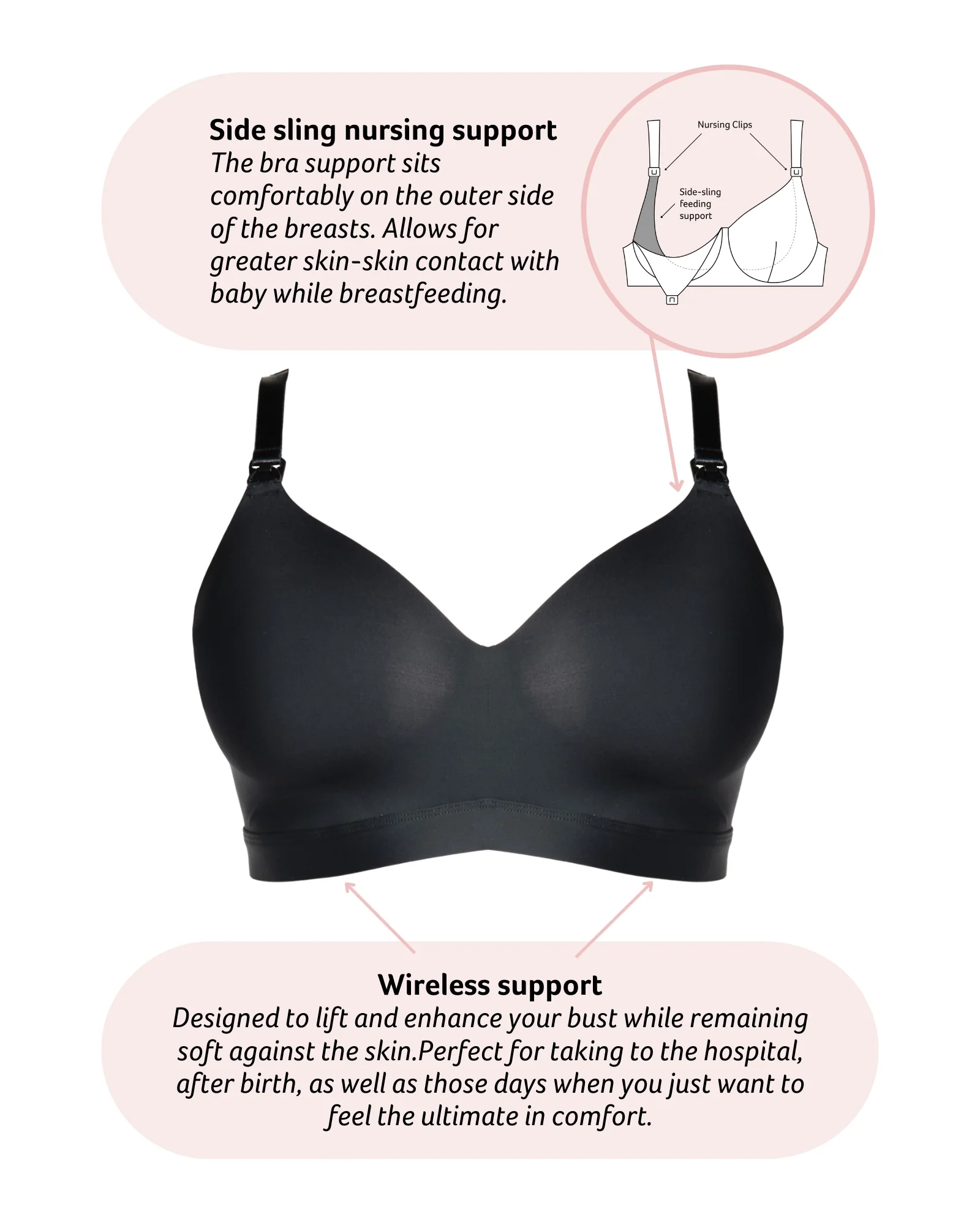 Infinite T-Shirt Nursing Bra - Black - Image 4