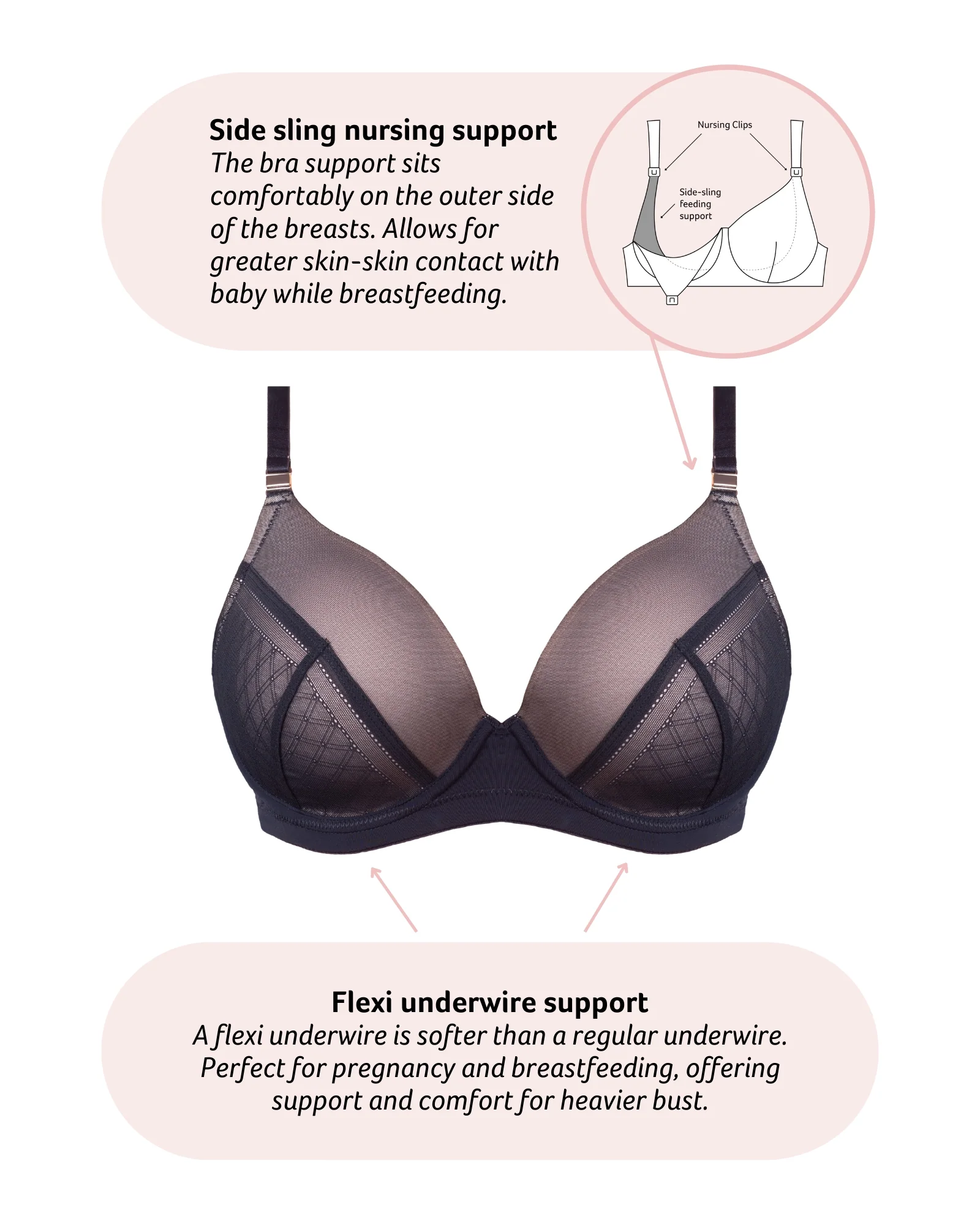 Lunar Eclipse T-Shirt Nursing Bra - Black - Image 6