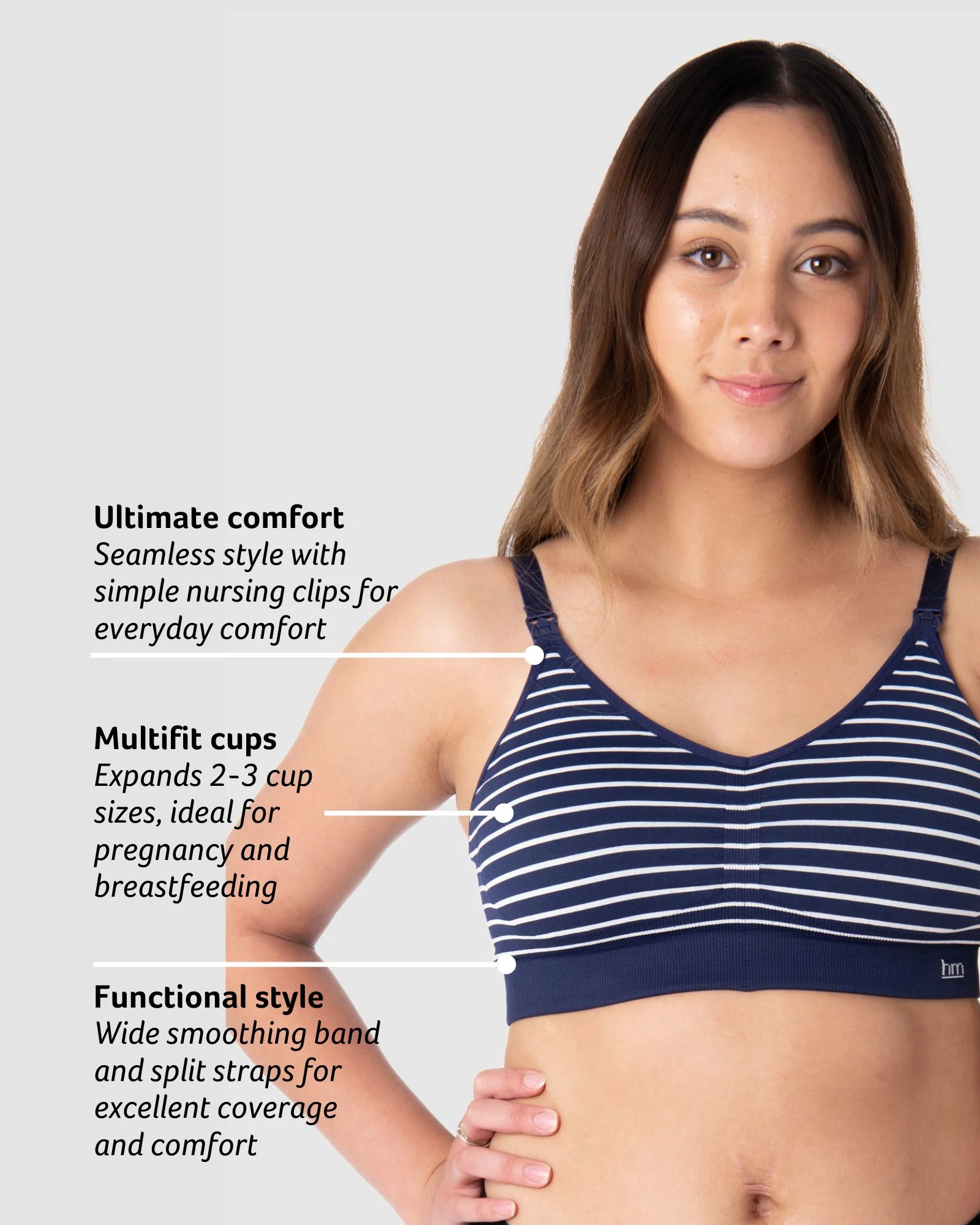 My Necessity FlexFit Nursing Bra - Navy Stripe - Image 4