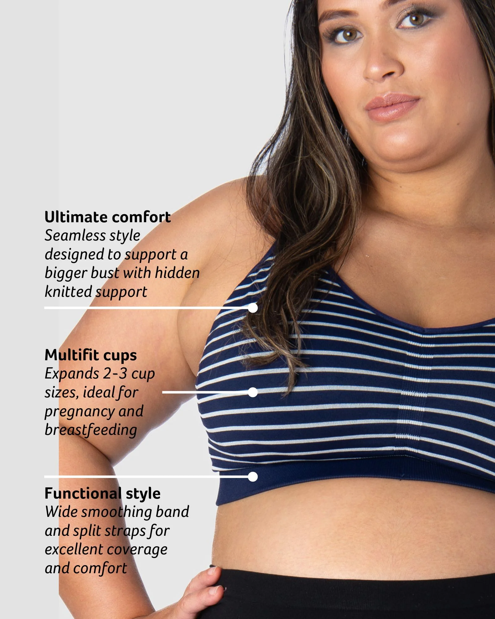 My Necessity FlexFit Nursing Bra - Navy Stripe Busty - Image 4