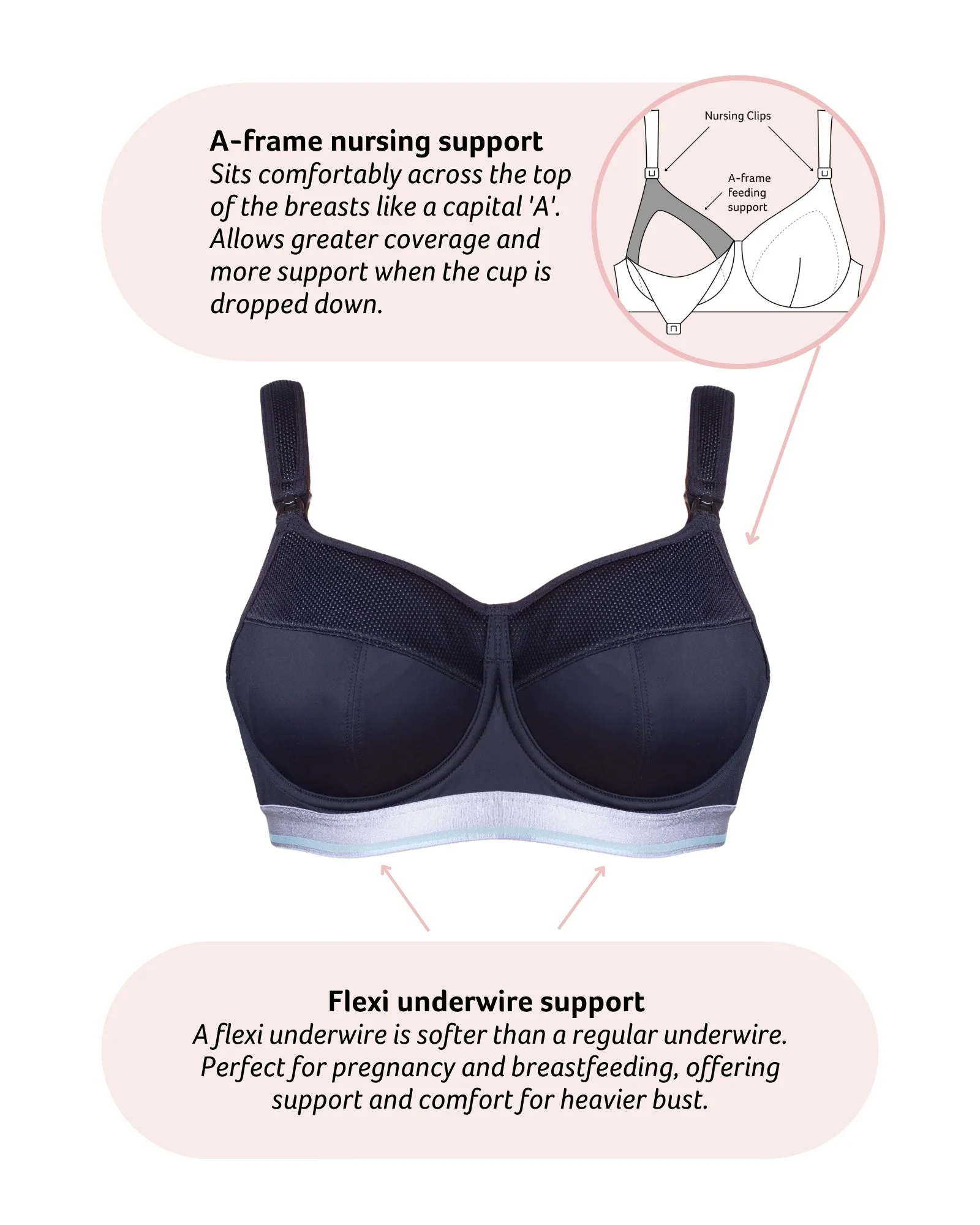 Reactivate Sports Nursing Bra - Black - Image 4
