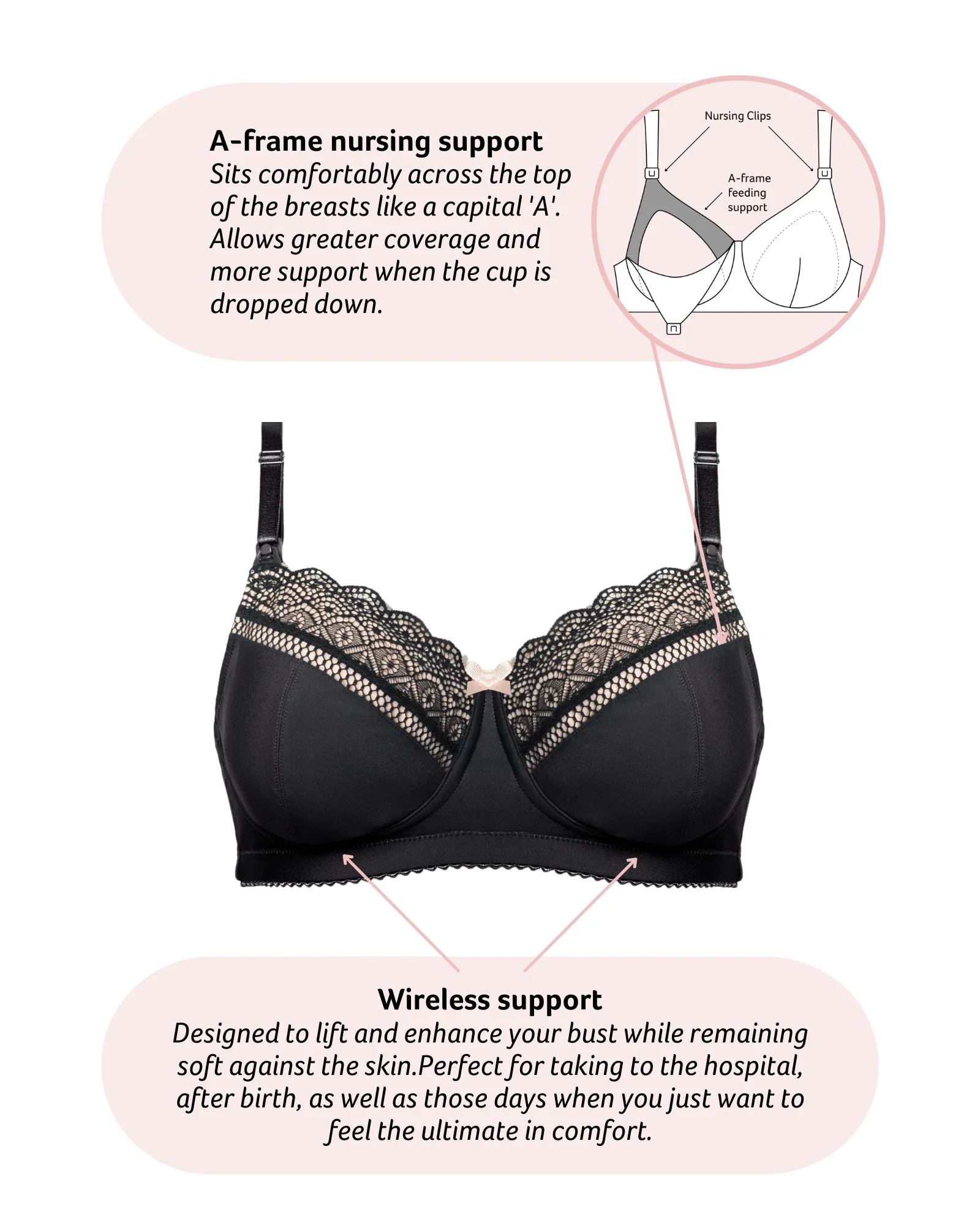 Show Off Full Cup Nursing Bra - Black - Image 7