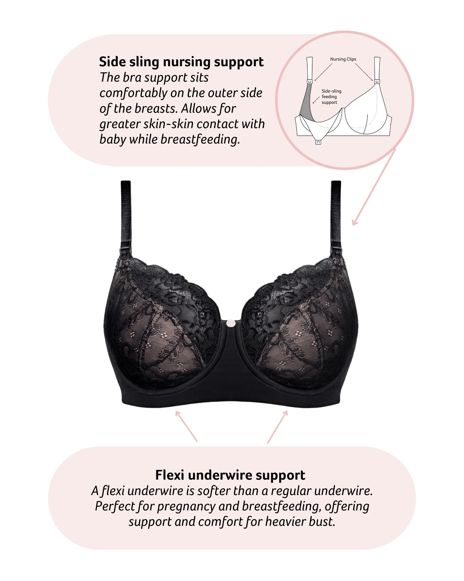 Temptation Full Cup Nursing Bra - Black - Image 7