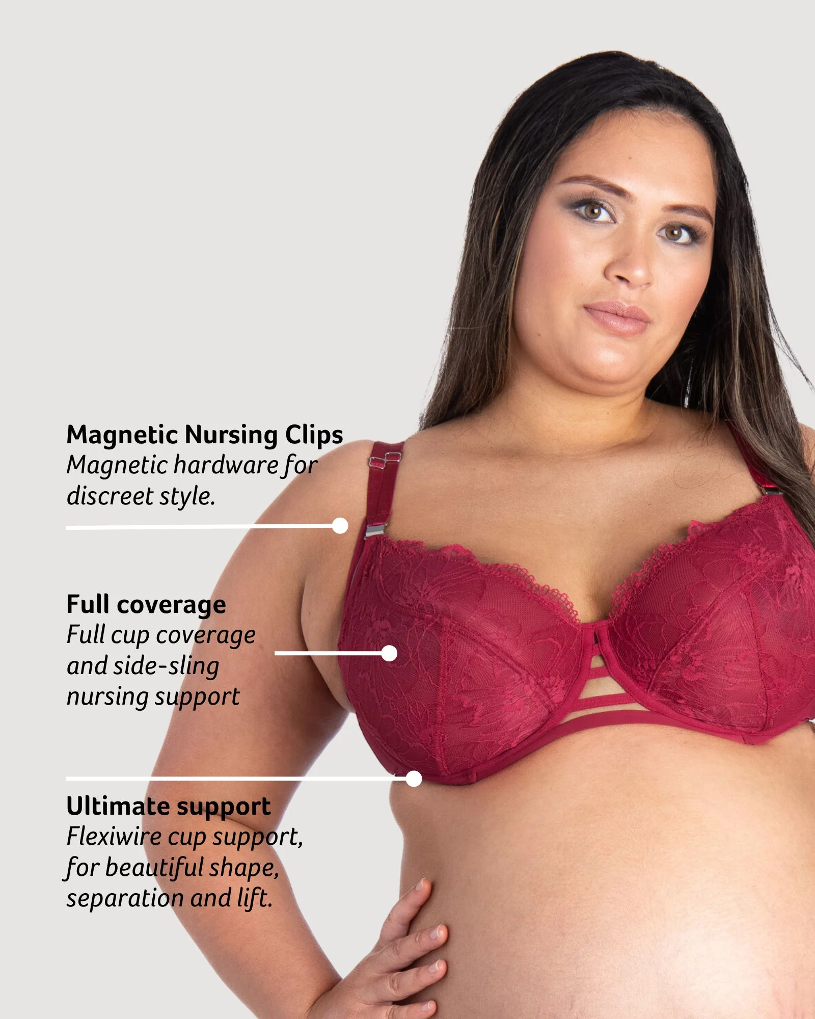 True Luxe Plunge Nursing Bra - Persian Rose - Image 4