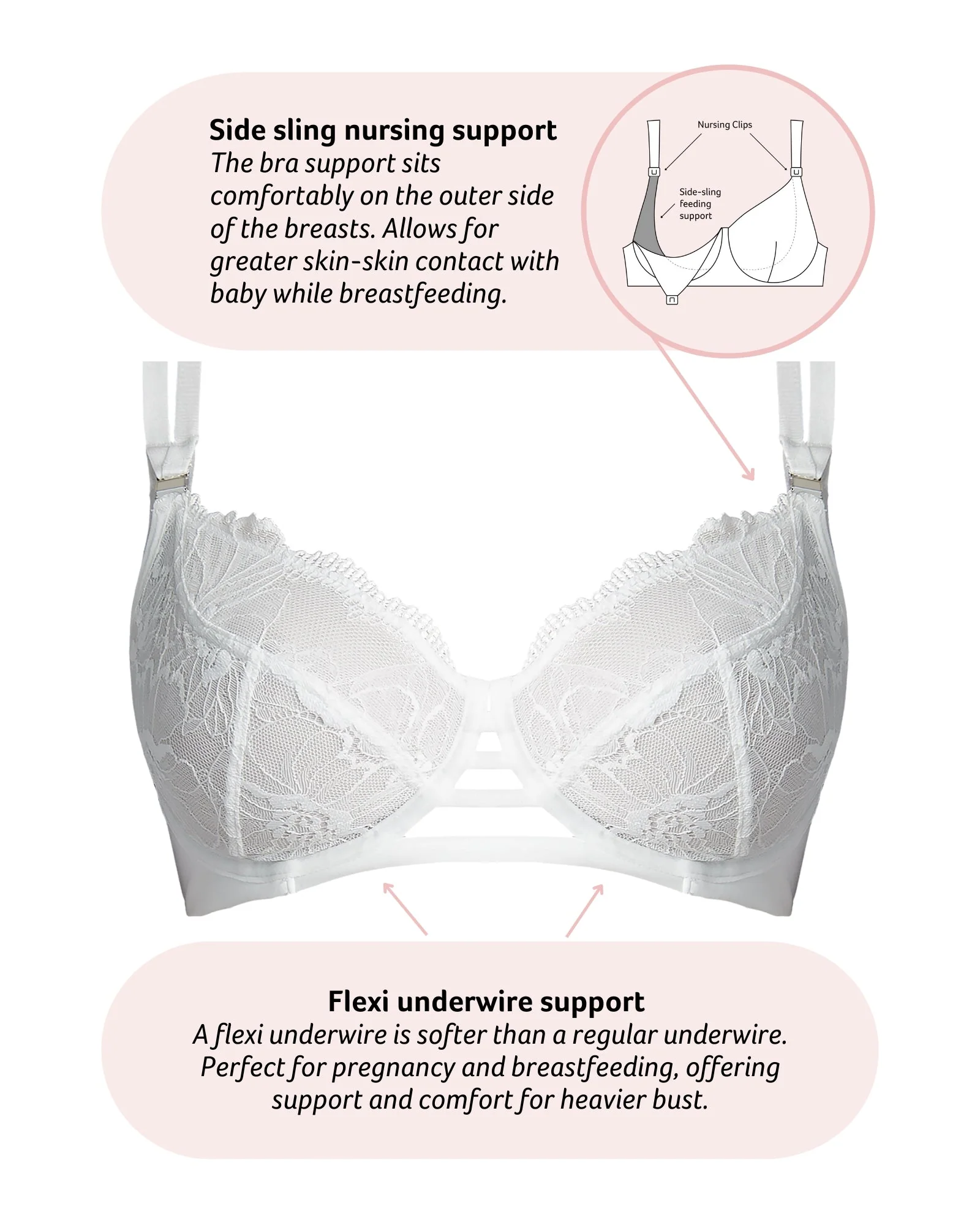 True Luxe Plunge Nursing Bra - White - Image 4