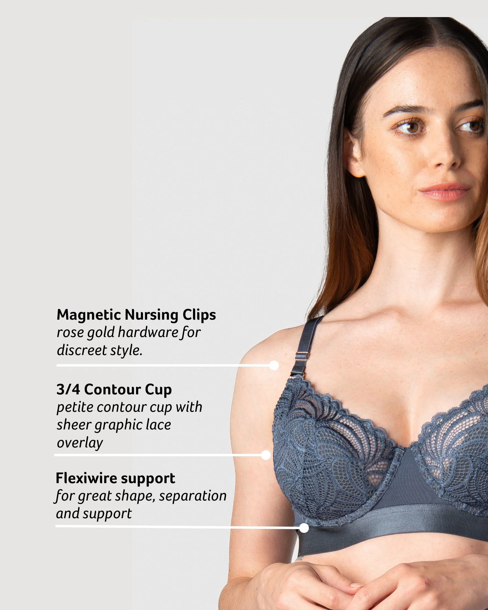 Warrior Demi Nursing Bra - Slate - Image 4