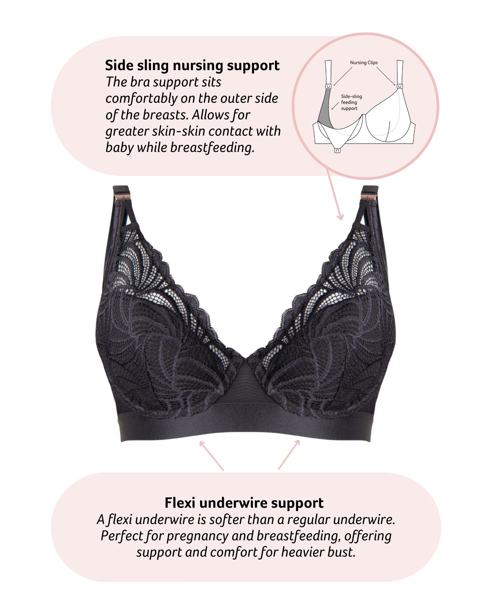 Warrior Plunge 2.0 Nursing Bra - Black - Image 5