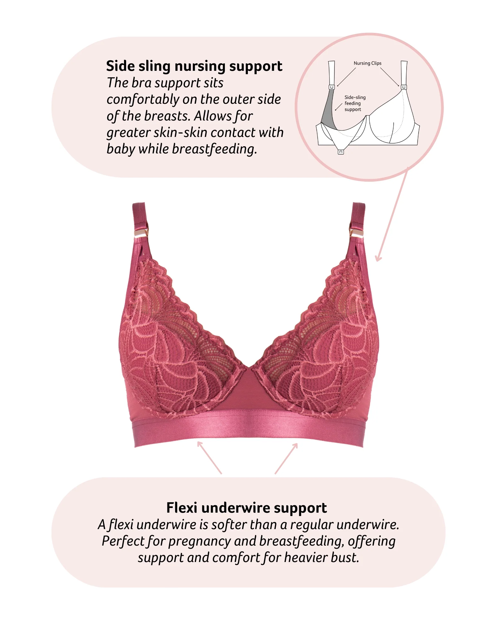 Warrior Plunge Nursing Bra - Spice Rose - Image 4
